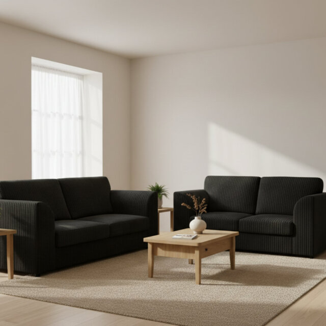Jambo Cord 3 and 2 Seater High Back Cushion Sofa Set