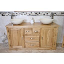 Wilsmere 1430mm Double Bathroom Vanity with Vessel Stone Basin