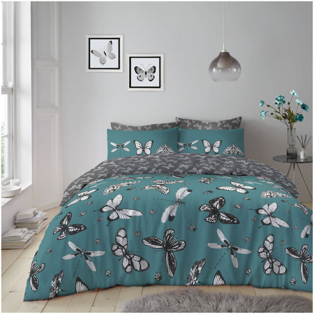 Botanical Floral Duvet Cover Set with Matching Pillowcases, Soft Polycotton Fabric, Machine Washable Bedding for Single Double King