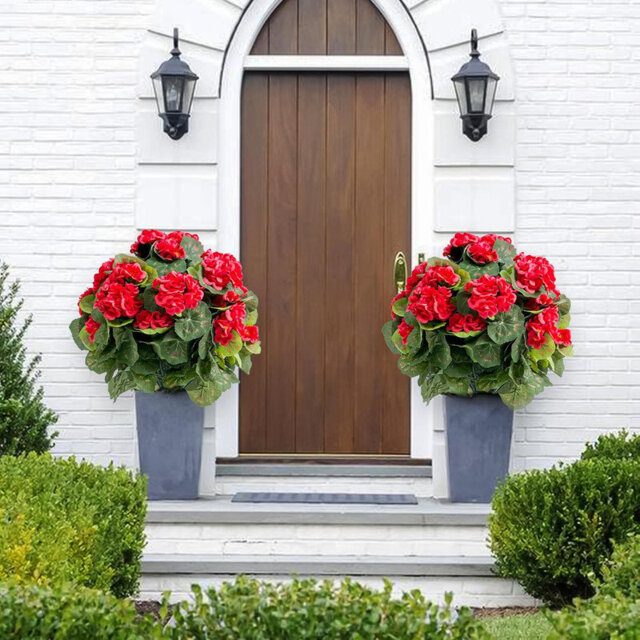 "21.65"" Artificial Flower Ball Tree with Ground Spike, Fake Silk Topiary Trees ,2 Pack"