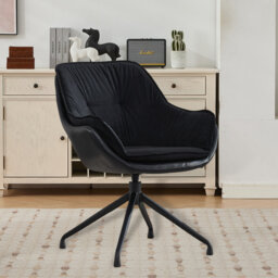 Modern Faux Leather Office Chair – High-Back Swivel Desk Chair with 360° Rotation & Auto-Return to Front, Fixed Seat for Office or Study