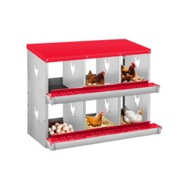 6-Compartment Metal Chicken Laying Nest – Easy-Clean Rolling Nest with Egg Tray, Sturdy Wall Bracket, Easy Assembly for Chicken Coop & Poultry Keeping