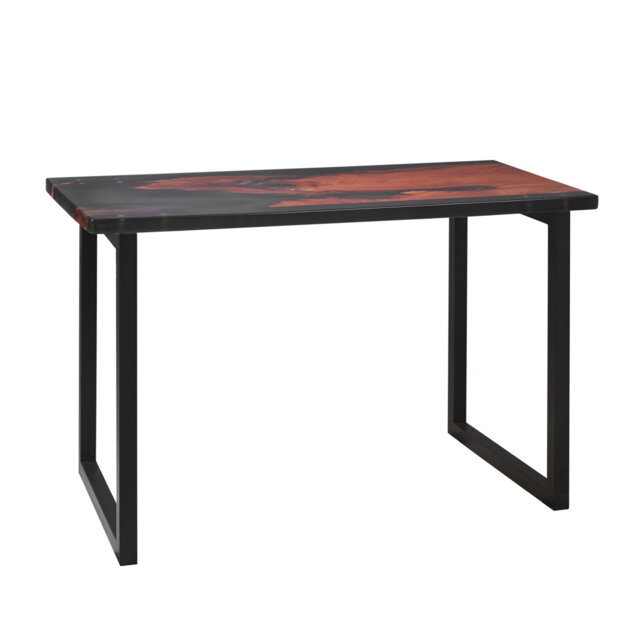 Abi-Rose Walnut Solid Wood Top Metal Base Dining Table
