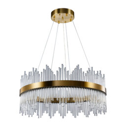 Aamani 1- MOSSODOR Luxury Modern Gold Crystal Chandelier with Circular Raindrop Design, Elegant Chrome Flush Mount LED Pendant Light for Living Room,