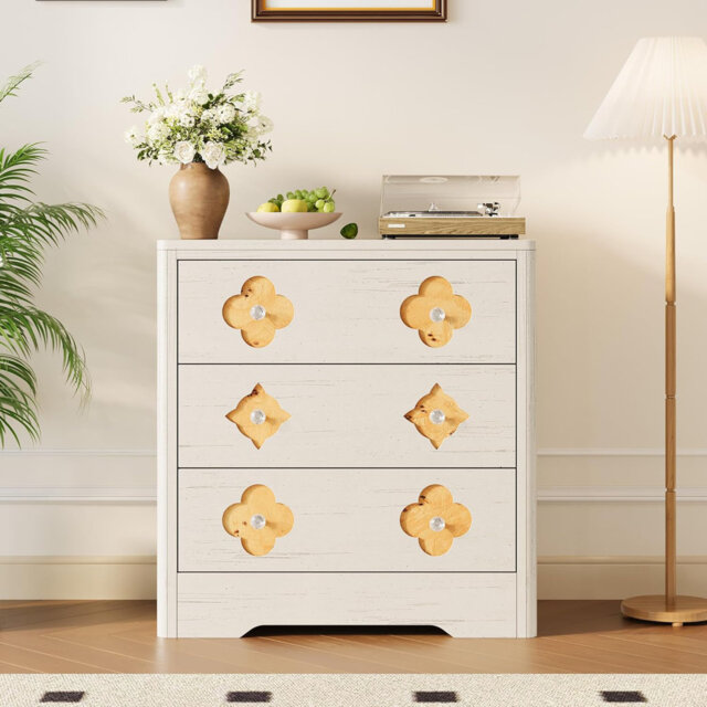 Dresser for Bedroom/ Chest of Dressers 30.4 in Tall Dresser for Closet with 3 Decorative Drawer Front Chest with Clothes Storage Cabinet for Home Offi