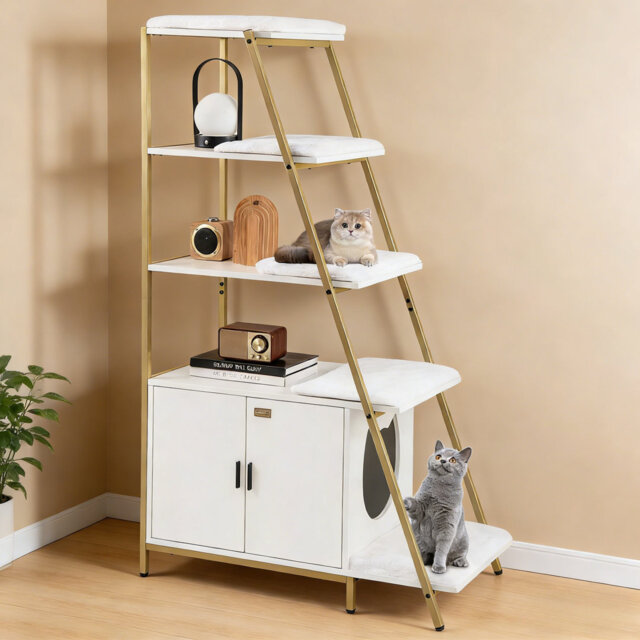 Litter Box Cabinet, Cat Litter Box Enclosure with Storage