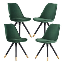 Domek Modern Velvet Dining Chair - Upholstered Upper body with Coated Metal Legs - Side Chair for Dining Room Kitchen Living Room - Single
