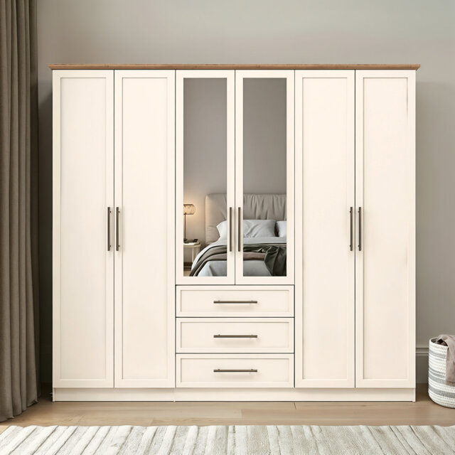 Cleverton 6 Door 3 Drawer Wardrobe with Mirror