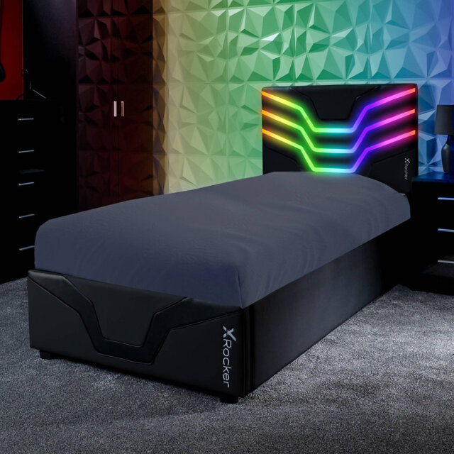 X Rocker Cosmos LED Single Ottoman Gaming Bed - Black RGB