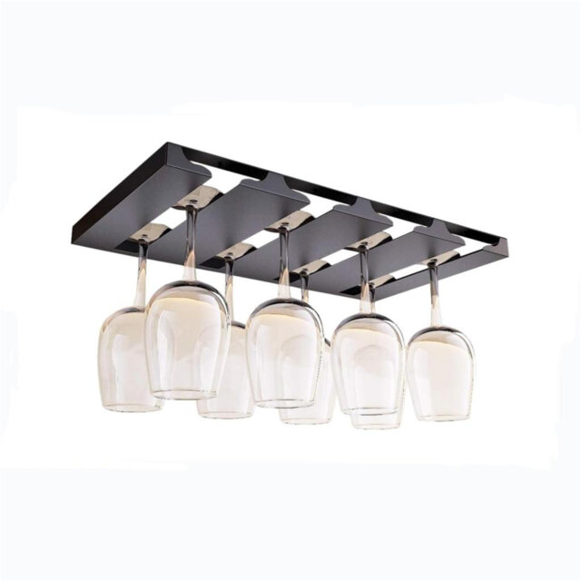 Wall Mounted Wine Glass Rack Black
