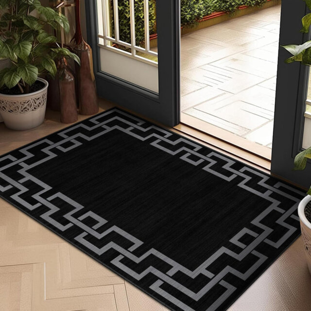 Aspire Homeware Black Geometric Area Rug Modern Indoor Carpet
