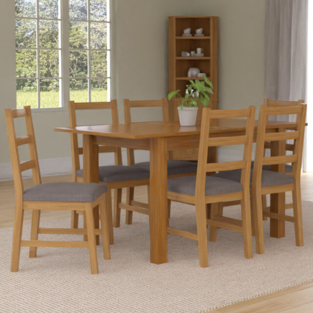 6 - Person Extendable Solid Oak Dining Set