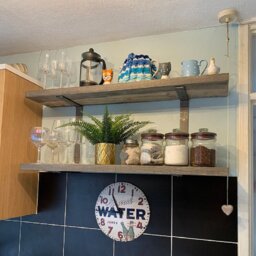 2X 130Cm Driftwood Solid Wood Shelf & Double Brackets - Industrial Style Shelves
