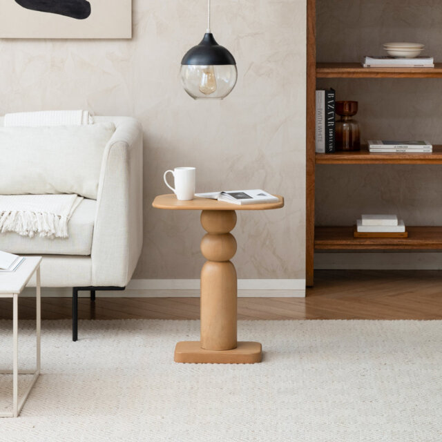 Arquita Solid Wood Pedestal End Table