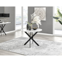 Eubanks Luxury Metal and White Gloss Round Dining Table - Modern Statement Design