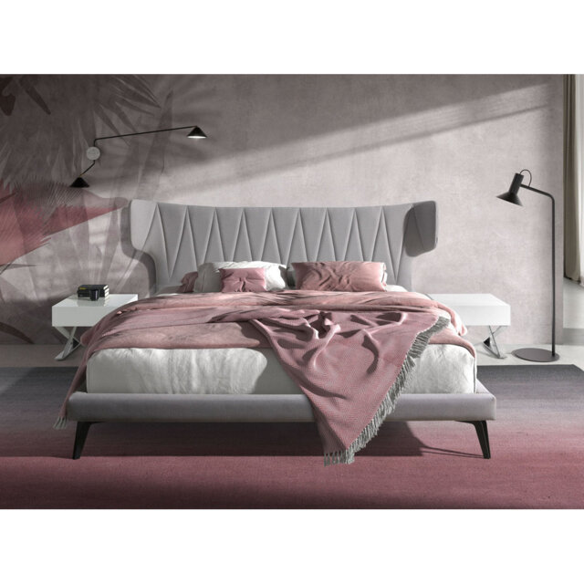 Light grey fabric bed
