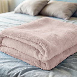 Ultra Soft Plush Faux Fur Reversible Fleece Blanket