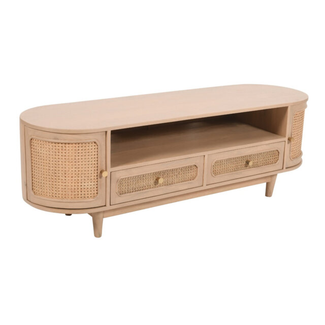 Allisyn Cane & Mango Wood 2 Drawers And 2 Door Tv Cabinet