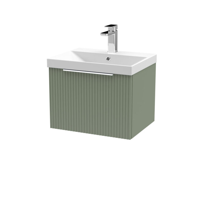 Fluted 510mm Single Bathroom Vanity with Drop In Vitreous China Basin