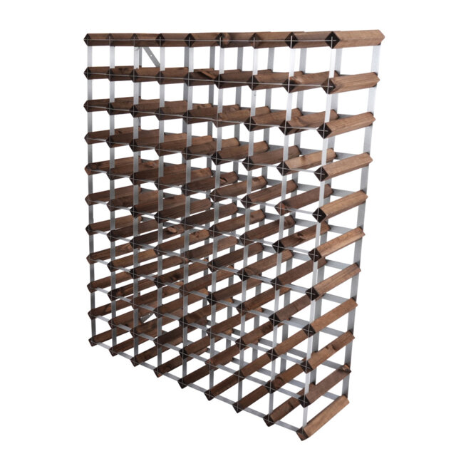 Wine rack for 90 bottles. Made of Swedish pine wood and produced in Sweden. The rack is delivered flat-packed.