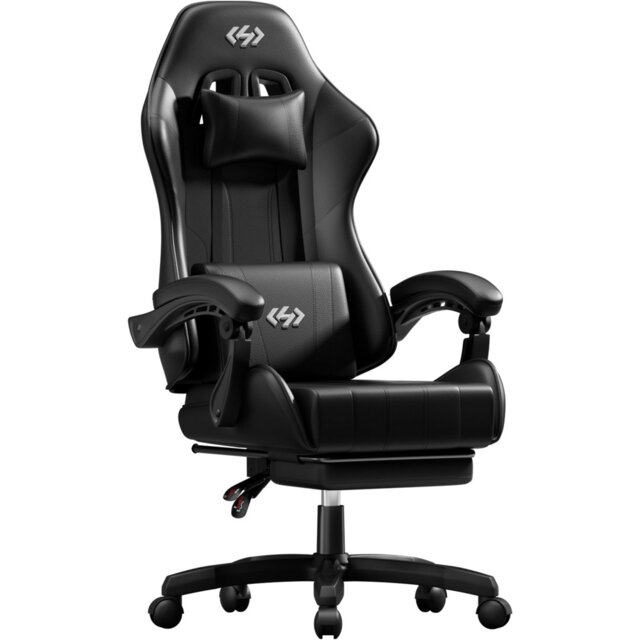 Metro Lane Adjustable Reclining Ergonomic Faux Leather Swiveling PC & Racing Game Chair with Footrest