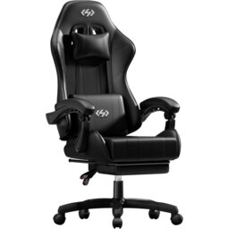 Metro Lane Adjustable Reclining Ergonomic Faux Leather Swiveling PC & Racing Game Chair with Footrest