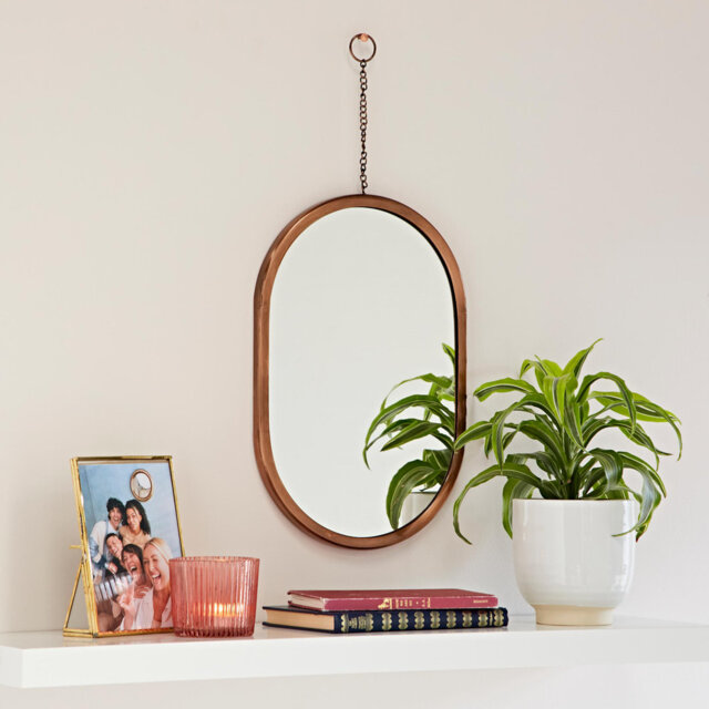 Arasa Antique Copper Hanging Chain Wall Mirror