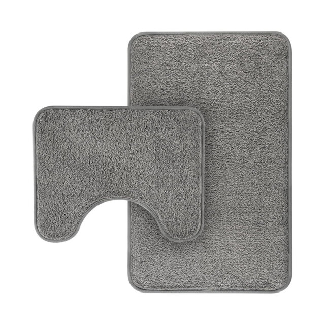 Bathroom Mat Sets 2 Piece, Microfiber Fluffy Shaggy Bath Mat And Toilet Rug