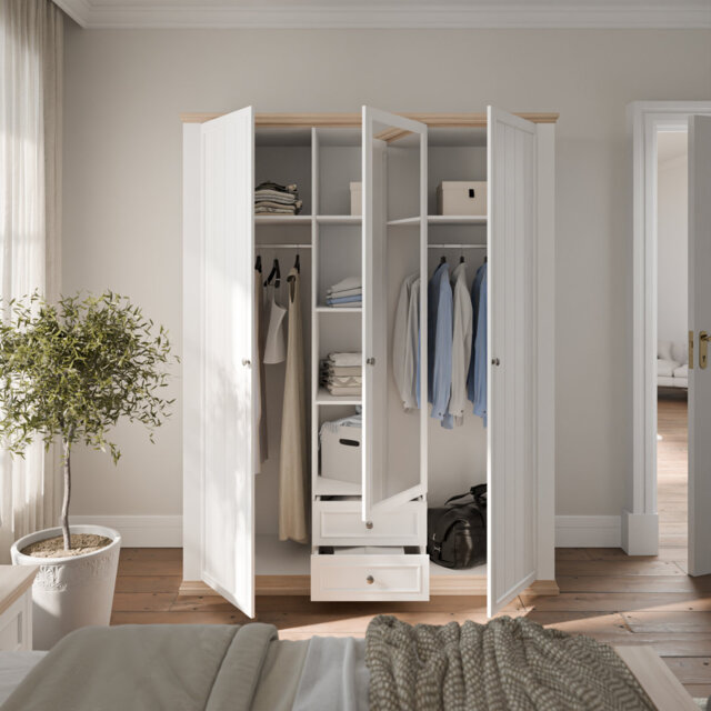 3 Door Manufactured Wood Wardrobe