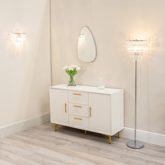Adderly Acrylic Jewel Droplets Shade Chrome Freestanding Floor Lamp