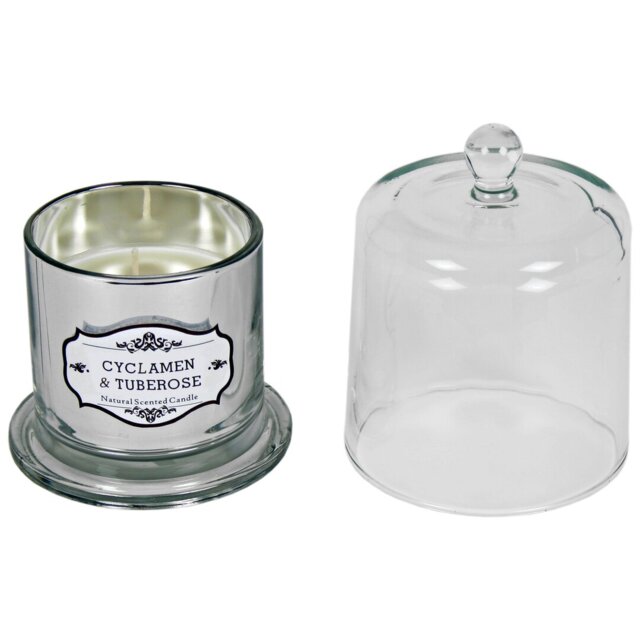 Cyclamen & Tuberose Scented Jar Candle with Glass Holder