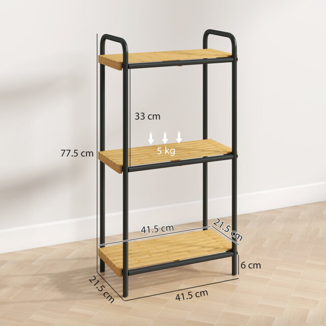 Bamboo, Steel Bathroom Shelves