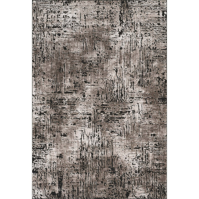 Denelda Living Room Area Rug Metallic Sheen Modern Illusion Design Mocha
