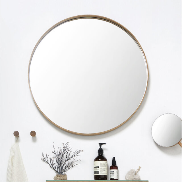 Baum Nordic Round Bathroom Framed Mirror Wall Hanging