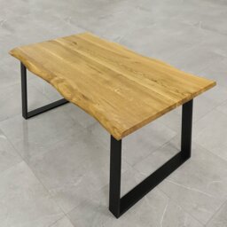 Nix Oak Unfinished Solid Wood Top Metal Base Dining Table