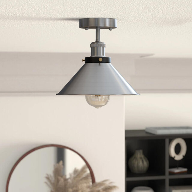 Vintage-Flush Mount Ceiling Lighting LED Lights Semi Flush Light Fitting-Pendant Light Lamp Chandelier Metal 22cm Cone Light Shade for Hall Living Roo