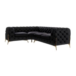 Chesterfield Corner Sofa L-Shape  with Gold Metal Legs