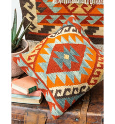 Crawfordville Geometric Orange Sqaure Cushion Cover