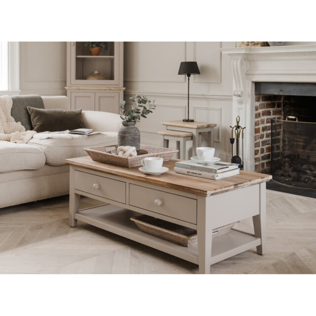 Doria Floor Shelf Coffee Table with Storage