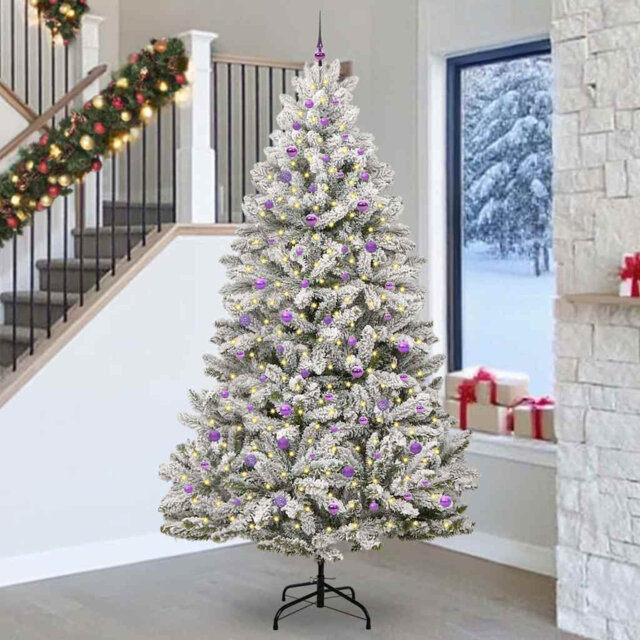 Artificial Christmas Tree Green and White PVC and Metal