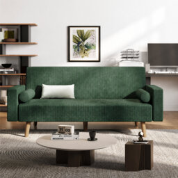 185cm Width Green Corduroy Fabric  Sofa, 3 Seater Click Clack Sofa Settee Recliner Couch