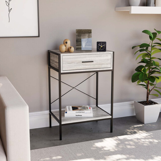 Sylvie 1 Drawer Industrial Console Table with Metal Legs Hallway & Living Room Furniture