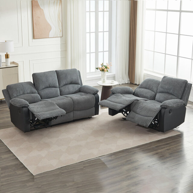 Reclining Sofa Sectional Recliner Plush Corduroy Couches Set Sofa