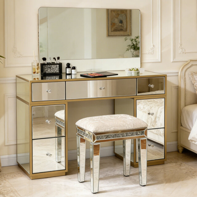 green emerald velvet dress Miami 3 Drawer White and Gold Dressing Table Including Mirror  Time4Sleep