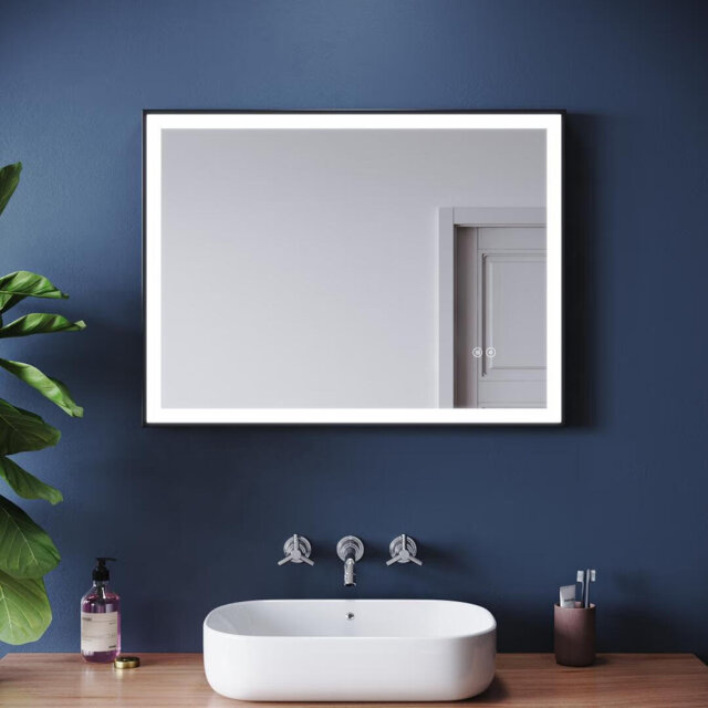 80*60cm, Bathroom Mirror - with 4mm Copper - Free Silver Mirror, Anti - Fog, LED Light & Touch Switch (Horizontal and Vertical Hanging Available)