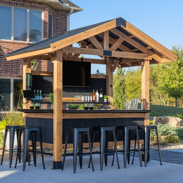 Backyard Discovery Palisade Wooden Outdoor Garden Bar with Powerport 2.7m x 1.8m (10ft x 6ft)