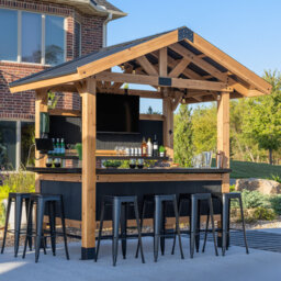 Backyard Discovery Palisade Wooden Outdoor Garden Bar with Powerport 2.7m x 1.8m (10ft x 6ft)