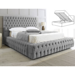 Elite Elegance Ambassador Ottoman Storage Bed - Premium Upholstered Velvet Bed Frame with Tall Headboard