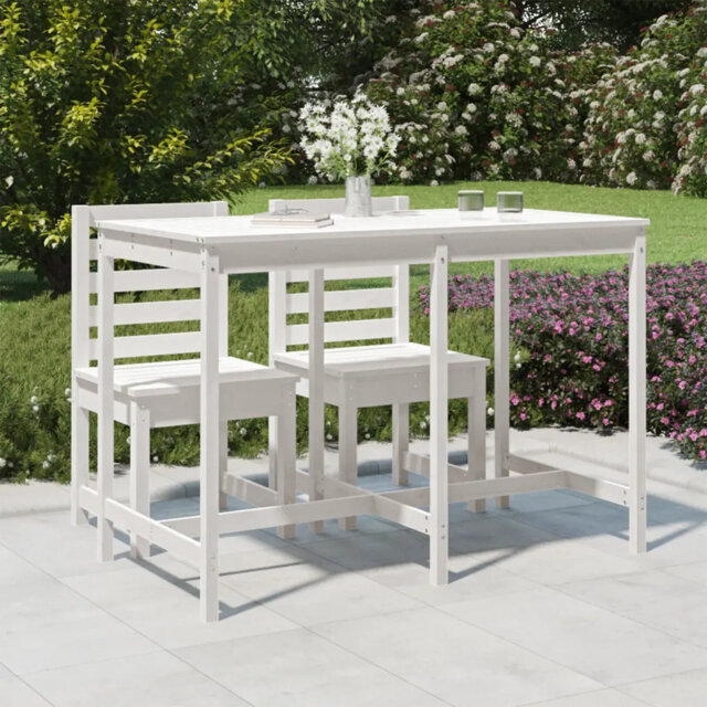 Vandever Rectangular Pine Solid Wood Outdoor Dining Table