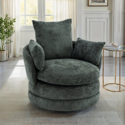 Upholstered Swivel Barrel Chair